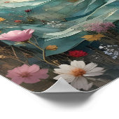 Woman in blue gown on beach with dog, lighthouse. ポスター (角)