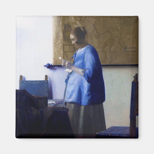 Woman in Blue, Johannes Vermeer マグネット (正面)