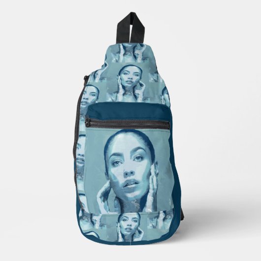 "Woman in Blue" Premium Canvas  スリングバッグ (正面)