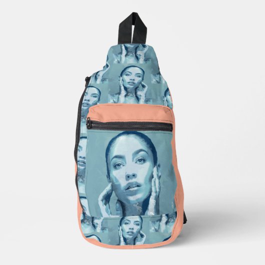 "Woman in Blue" Premium Canvas  スリングバッグ (正面)