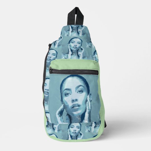 "Woman in Blue" Premium Canvas  スリングバッグ (正面)