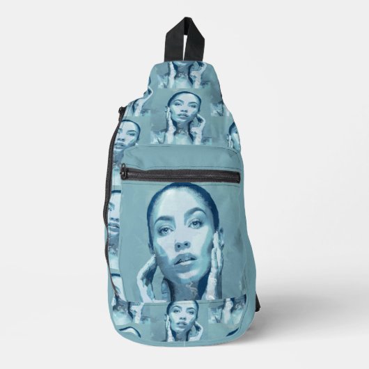 "Woman in Blue" Premium Canvas  スリングバッグ (正面)