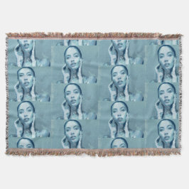 "Woman in Blue" Premium Canvas  スローブランケット