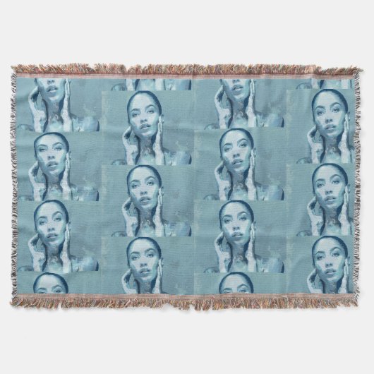 "Woman in Blue" Premium Canvas  スローブランケット (正面)