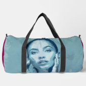 "Woman in Blue" Premium Canvas ダッフルバッグ (正面)