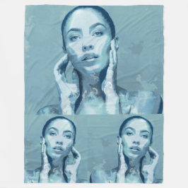 "Woman in Blue" Premium Canvas  フリースブランケット