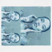 "Woman in Blue" Premium Canvas  フリースブランケット (正面(横))