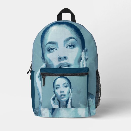 "Woman in Blue" Premium Canvas  プリントバックパック (正面)