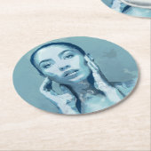 "Woman in Blue" Premium Canvas  ラウンドペーパーコースター (アングル)