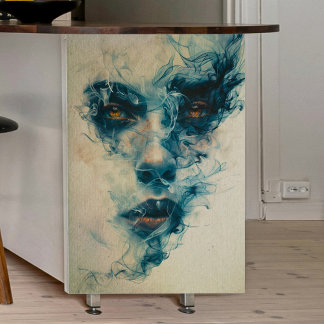 Woman in Blue Smoke Decoupage 薄葉紙