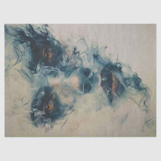 Woman in Blue Smoke Decoupage 薄葉紙 (正面)