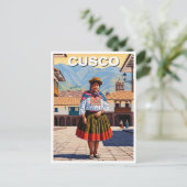 Woman in Cusco Peru Travel ポストカード (スタンド正面)