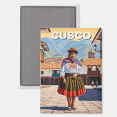 Woman in Cusco Peru Travel マグネット (正面/裏面)