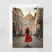 Woman in Florence Italy Travel ポストカード (正面/裏面)