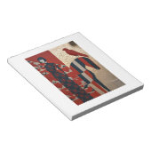 Woman in flowered dress, checkered horse & redbird ノートパッド (アングル)