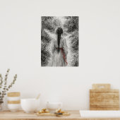 Woman in Forest Path Scene ポスター (キッチン)