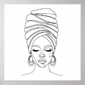 Woman in headwrap, line drawing ポスター (正面)
