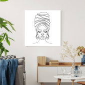 Woman in headwrap, line drawing ポスター