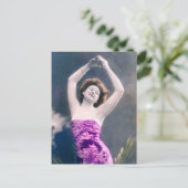 woman in purple sarong , arms raised as if dancing ポストカード (スタンド正面)