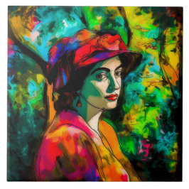 Woman in Red Hat タイル