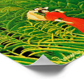 Woman in red in the forest by Henri Rousseau ポスター (角)