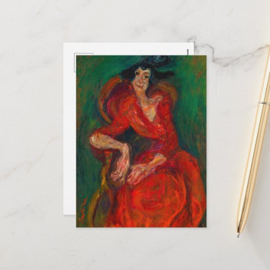 Woman in Red, La femme en rouge by Chim Soutine シーズンポストカード (正面/裏面インサイチュ)