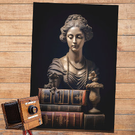 Woman in Stone with Books 2 Decopage紙 薄葉紙