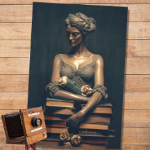 Woman in Stone with Books 4 Decopage紙