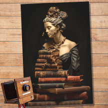 Woman in Stone with Books 5 Decopage紙