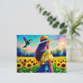 Woman in Sunflowers, Postcrossing ポストカード (スタンド正面)