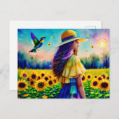 Woman in Sunflowers, Postcrossing ポストカード (正面/裏面)