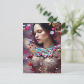 Woman in Valentine Garland AI Generated Art ポストカード (スタンド正面)