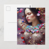 Woman in Valentine Garland AI Generated Art ポストカード (正面/裏面)