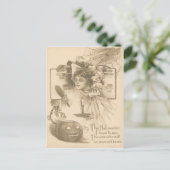 Woman Jack O' Lantern Candle Spider Web ポストカード (スタンド正面)