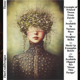 Woman, Lace Blindfold Floral Crown EM8F Decoupage 薄葉紙