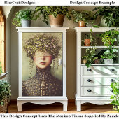 Woman, Lace Blindfold Floral Crown EM8F Decoupage 薄葉紙