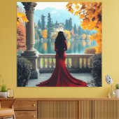 Woman Lake Como View Italy Stretched Canvas Art キャンバスプリント (インサイチュ (リビング))