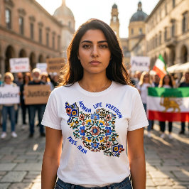Woman Life Freedom | ペルシャンタイル ブルー Tシャツ