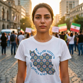Woman Life Freedom 抗議 | 花とブルー Tシャツ