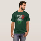 woman life freedom birdsirangraffiti retro tシャツ (正面フル)