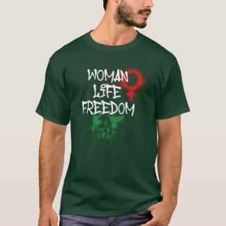 woman life freedom birdsirangraffiti retro tシャツ