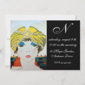 WOMAN MIT ORIENTALISCHER GELBER TURBAN BRAUTPARTY 招待状 (裏面)