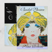 WOMAN MIT ORIENTALISCHER GELBER TURBAN BRAUTPARTY 招待状 (正面/裏面)