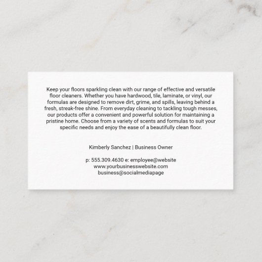 Woman Mopping House Floor | Janitorial Services 名刺 (裏面)