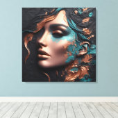 Woman Of Copper - AI Creation キャンバスプリント (インサイチュ (ウッドフロア))