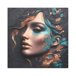 Woman Of Copper - AI Creation メタルプリント