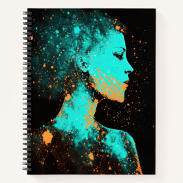 Woman of the Stars金ゴールド&ティール（緑がかった色）ラージソフトカバー ノートブック