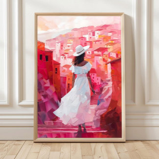 Woman Oil Painting Impasto Print, Women Poster ポスター