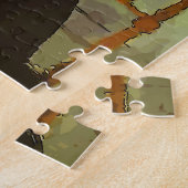 Woman on携帯電話ヴィンテージスタイル ジグソーパズル (側面)