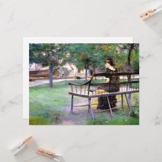 Woman on a Bench (by Edwin Austin Abbey) カード (正面/裏面インサイチュ)